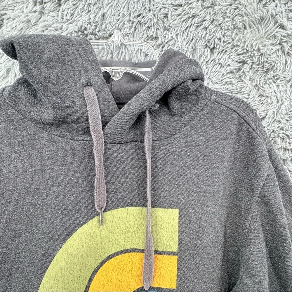 North Face Hoodie Mens Small Gray Spellout Graphic Pullover